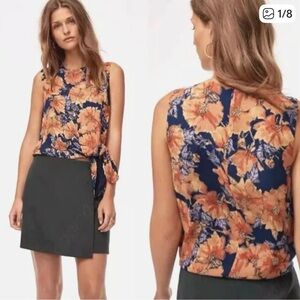 Aritiza Babaton Blue and Orange Floral Tank Top Camisole Size Small